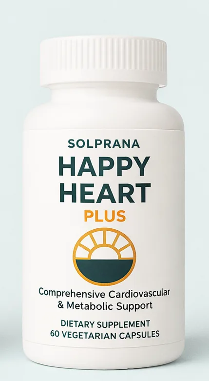 Happy Heart Plus, Happy Heart supplement by Solprana, premium studio product render